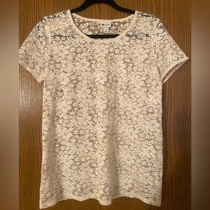Stylus Lace Top, Ivory/ Cream Color, Size Medium